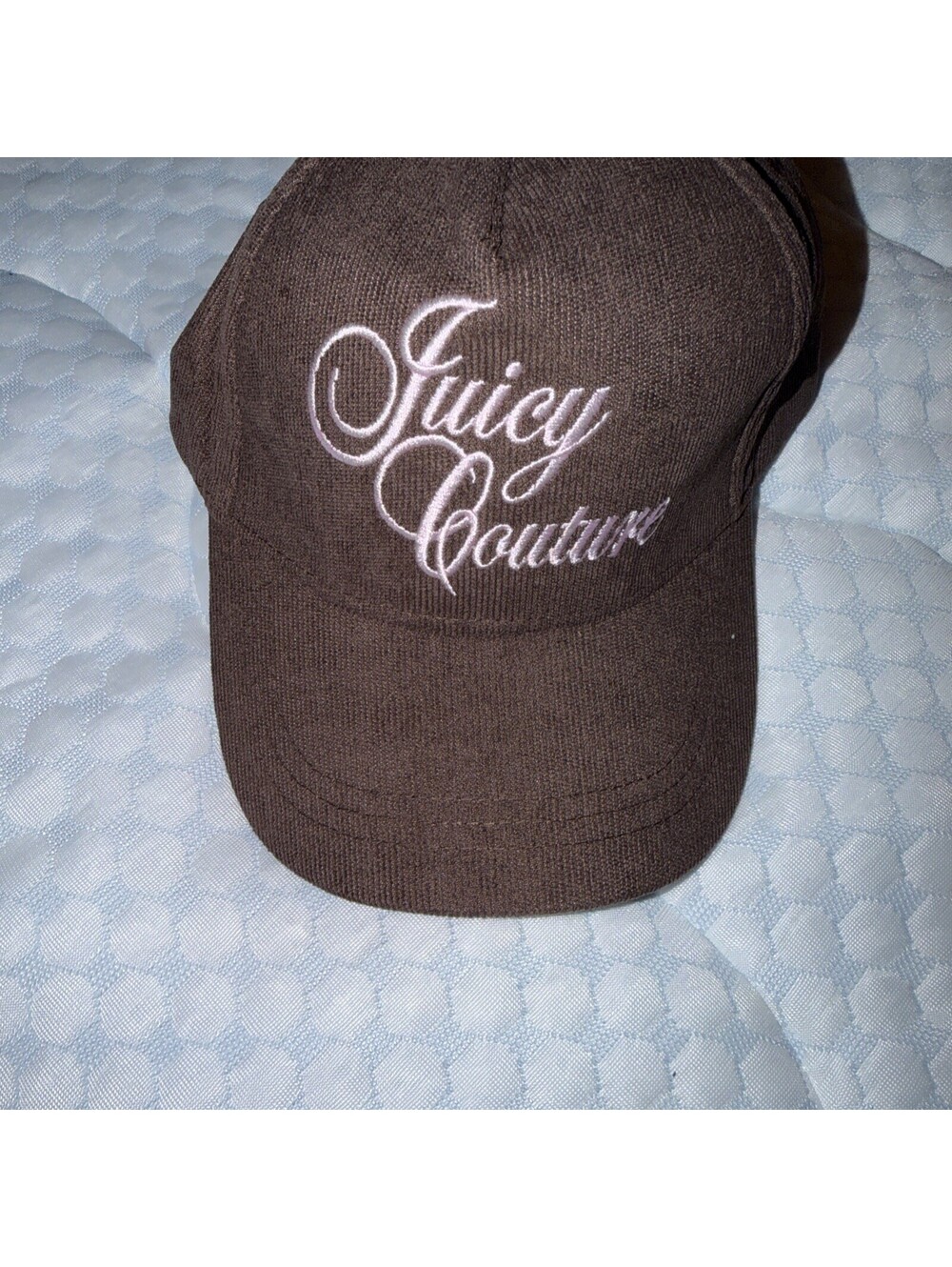 Juicy Couture Corduroy Baseball Hat NWT brown/pink Embroidered Logo Cap Y2K